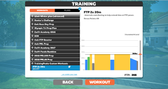 Workout steps from a CPT Cycling training plan, that has been uploaded to Zwift.