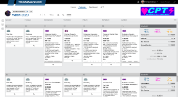 An example of a CPT Cycling training plan, constructed in TrainingPeaks.