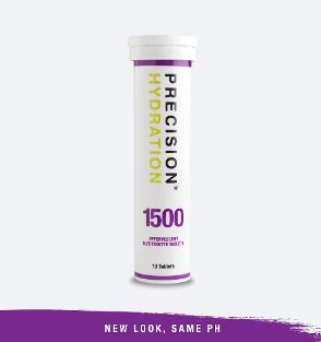 Tube of Precision Hydration 1500 Electrolyte tabs.