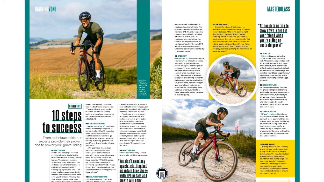 Conquer gravel cycling article in Cycling Plus.