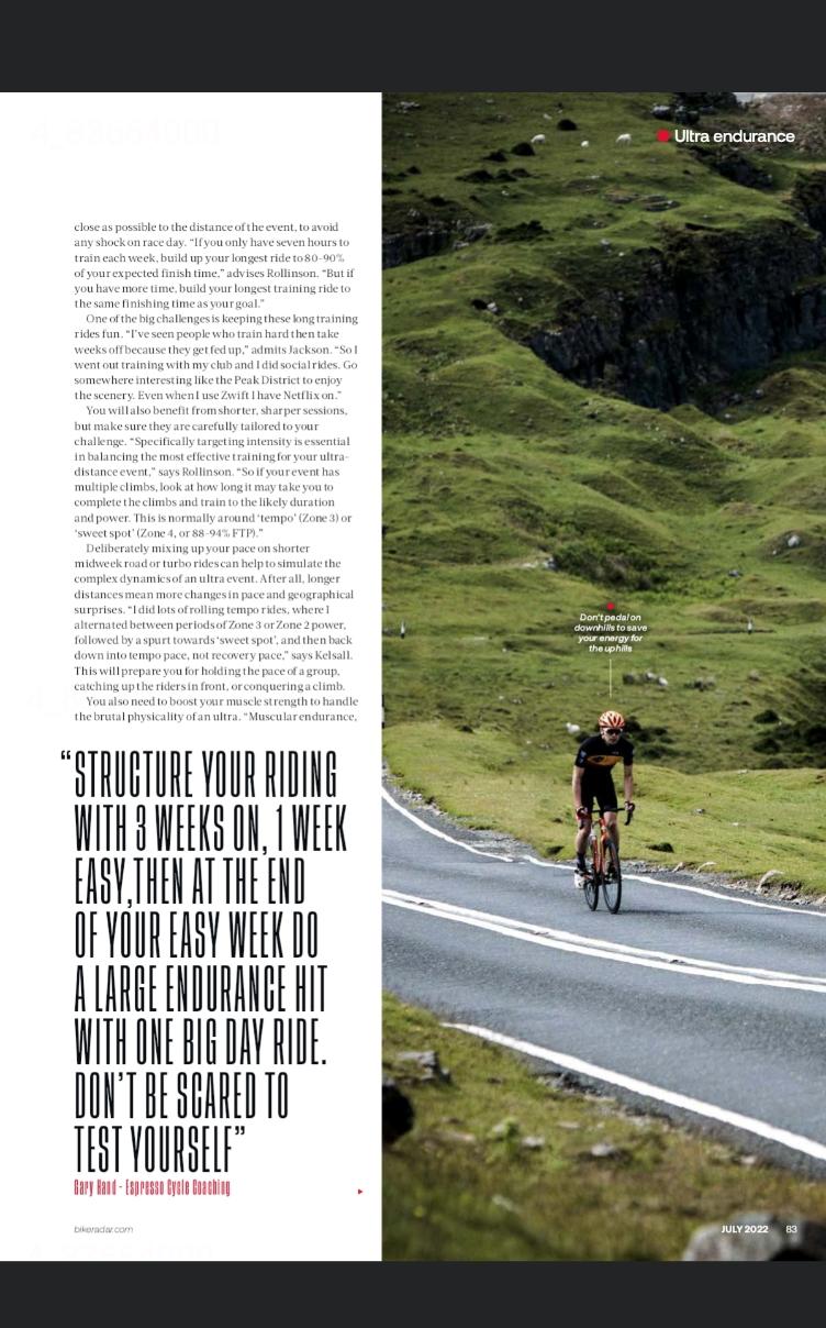 Ultra cycling article in Cycling Plus.